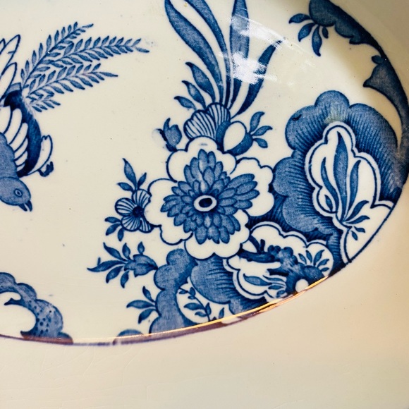 Antique Yuan Wood & Sons England Oval Deep Dish 10x7.25 Inches Blue & White - Picture 4 of 13